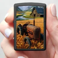 Rustic Tractor in Golden Fields Zippo Lighter