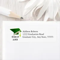 Graduation Class of 20XX Green Cap Return Address Label