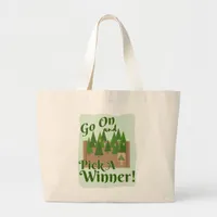 Pick A Winner Tree Lot Holiday Cartoon Art Large Tote Bag