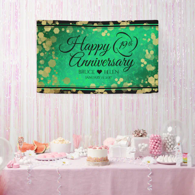 Elegant 19th Jade Wedding Anniversary Celebration Banner