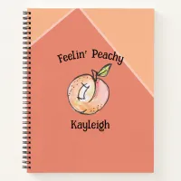 Peach Trendy Fruit Name Modern Cute Kitschy Fun Notebook