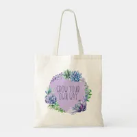 Succulents Keep Growing Aqua Green and Purple Tote Bag