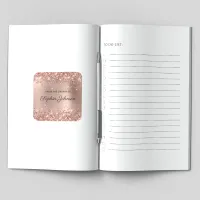 Glittery Rose Gold Foil Elegant Script Bookplate