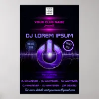 DJ Music and Dance Gig add photo and logo invite Poster