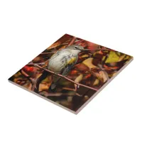 Myrtle Yellow-Rumped Warbler in the Tree Ceramic Tile