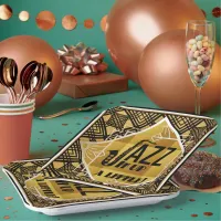 Art Deco Jazz It Up Horn New Year's Eve Party Paper Plates