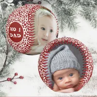 No 1 Dad Geometric Pattern Son And Daughter Photo Baseball