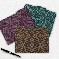 Pink Teal Orange Grey & Black Tribal Ethnic File Folder