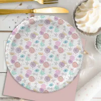 Celestial Stars Flower Soft Peach Teal Baby Shower Paper Plates