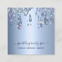 *~* Powder Blue Metal Drip Dripping GLITTER AP7  Square Business Card