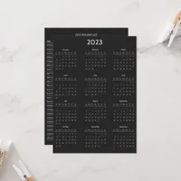 Black 2023 Year at a Glance Holidays Mini Calendar Invitation