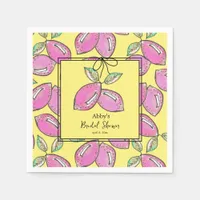 Main Squeeze Bridal Shower Pink Lemon Hand Drawn Napkins