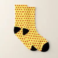 Red Heart Girly Fun Balloon Pattern Yellow Chic Socks