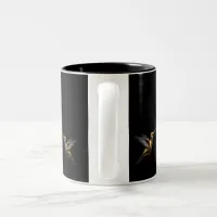 Cute Golden Hummingbirds on Black Two-Tone Coffee Mug