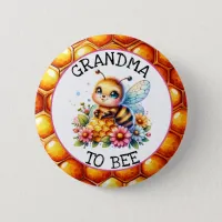 Honey bee themed Girl's Baby Shower Grandma to be Button