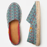 Southwest Retro Pattern Turquoise & Red Espadrilles