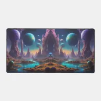 Cosmic Realms: Alien Worlds in Motion Desk Mat