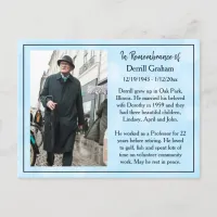 Remembrance Card for Funeral Or Memorial Keepsake