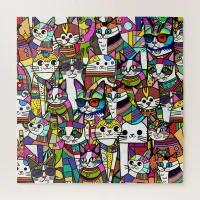 Cat Crazy Clowder of cats, colorful gift Jigsaw Puzzle