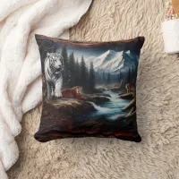 Bengal Tigers in a Mountain Landscape Throw Pillow