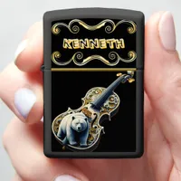 Majestic Bear Engraving on Acoustic Violin Zippo Lighter