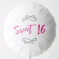 Hot Pink Chic Doodle Modern Script Sweet 16 Balloon