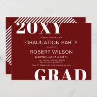 Red White Bold Typography Graduation Party  Invitation