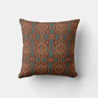 Inca Cross Pattern reds and yellows Throw Pillow