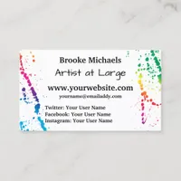 [Paint Splatter] Modern Abstract Artist White Business Card