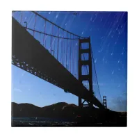 Golden Gate Bridge Photo Edit - Rainy Night Ceramic Tile
