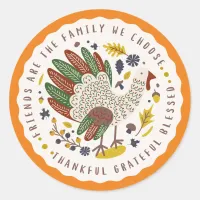 Cute Thanksgiving Turkey Thankful Give Thanks Classic Round Sticker