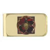 Autumn Elegance: The Floral Medallion Gold Finish Money Clip