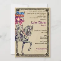 Knights & Ladies Medieval Feast & Joust Birthday Invitation