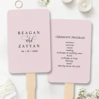 Blush Pink Minimalist Wedding Program Hand Fan