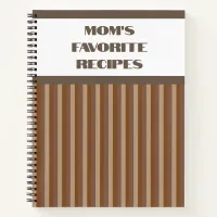 Brown Striped Spiral Recipe Notebook