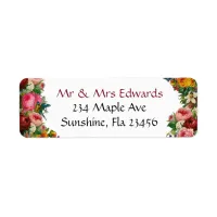 Burgundy  Floral Roses Return Address Labels