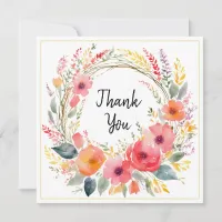 Floral Pretty Flowers Rustic Elegant Thank You Card