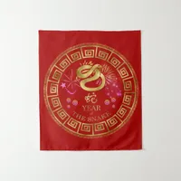 Chinese Zodiac Snake Red/Gold ID542 Tapestry