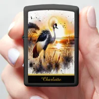 Graceful Crane at Sunset Zippo Lighter