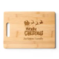 Monogram Family Name Merry Christmas | Cutting Board