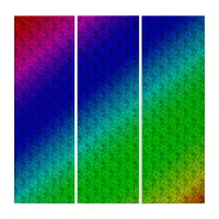 Diag Rainbow Gradient Floral Pattern Blue Green Triptych