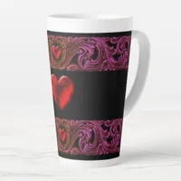 Goth Purple Ornament With Heart  Latte Mug