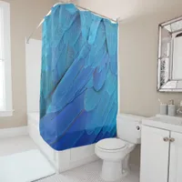 Blue parrot feathers pattern shower curtain