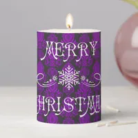 Christmas Elegant, Vintage, Victorian Damask Pillar Candle