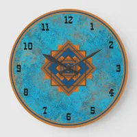 Southwest Mountain Peaks Turquoise Old West Large Clock