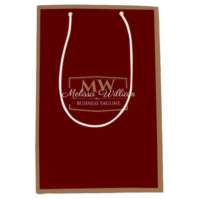 Red Gold Monogram Medium Gift Bag