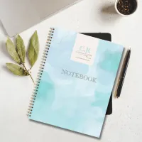 Modern Blue Teal Watercolor Business Notebook