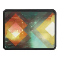 Seventies Orange Abstract Techno Triangles Hitch Cover