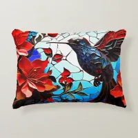 Cute Colorful Hummingbird Mosaics  Accent Pillow