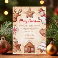 Gingerbread Cookies Brown Background Christmas Holiday Card